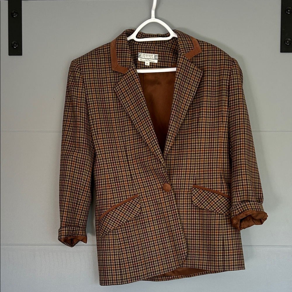 Vintage Brown Checkered Blazer